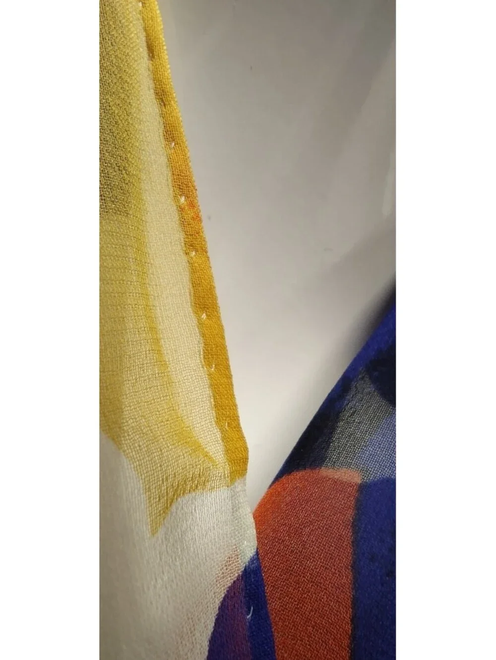 Vintage Echo Chiffon Silk Long Scarf Orange Hawaiian Flowers Tropical Multicolor